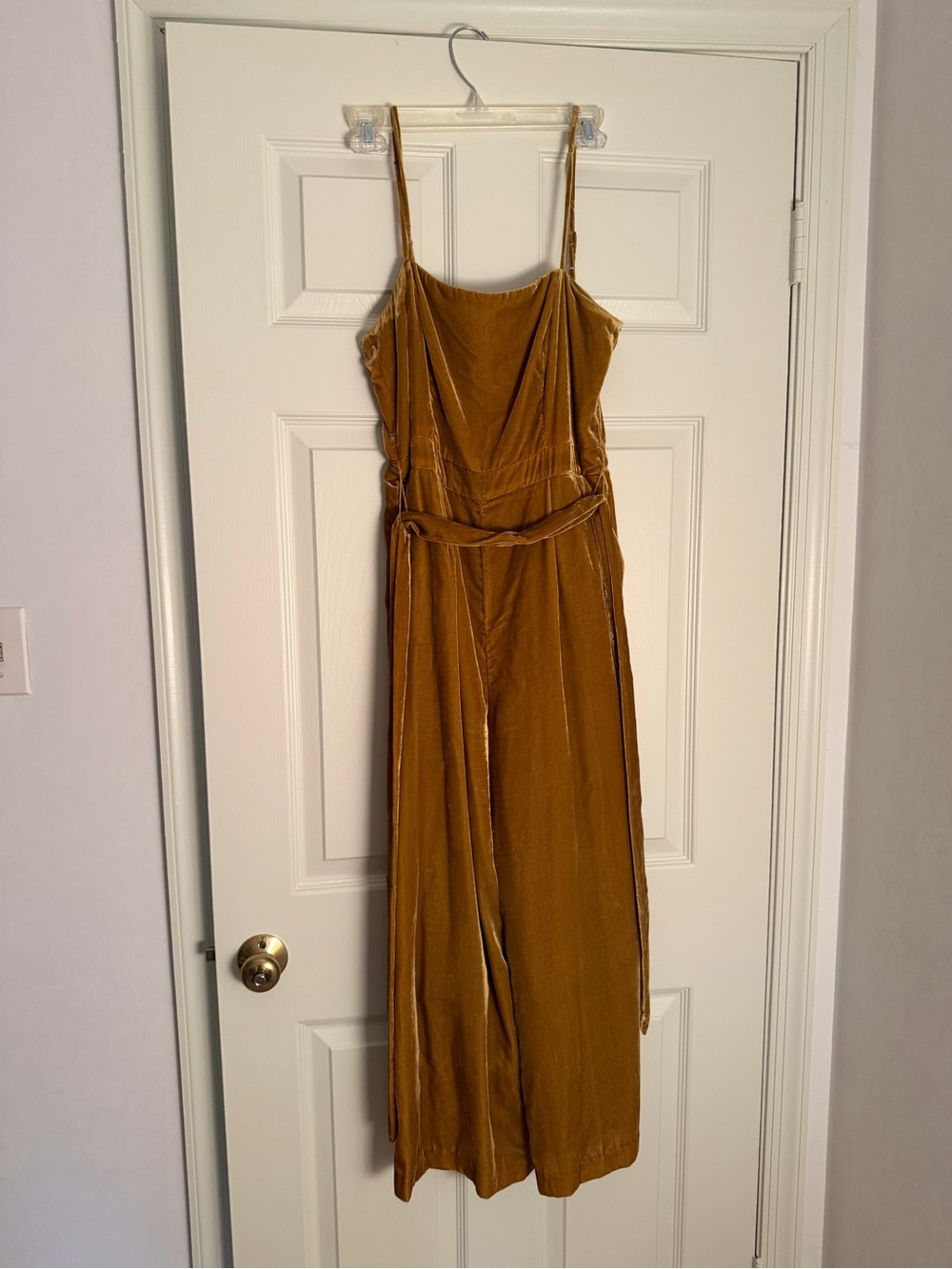 J. Crew Golden Mustard Velvet Wide-Leg Jumpsuit
